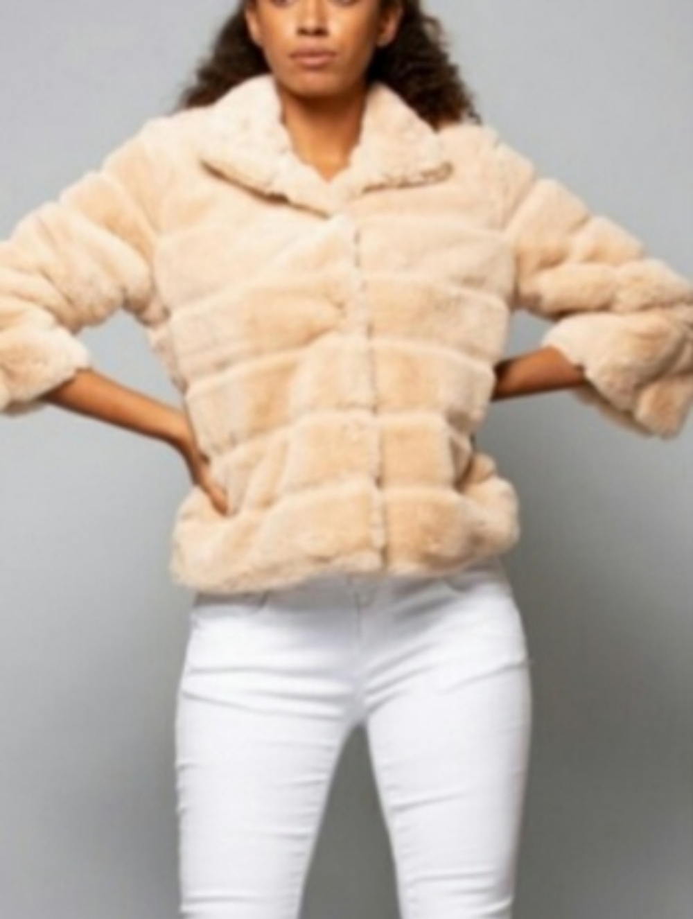 Coalition LA Cropped Faux Fur Coat Jacket